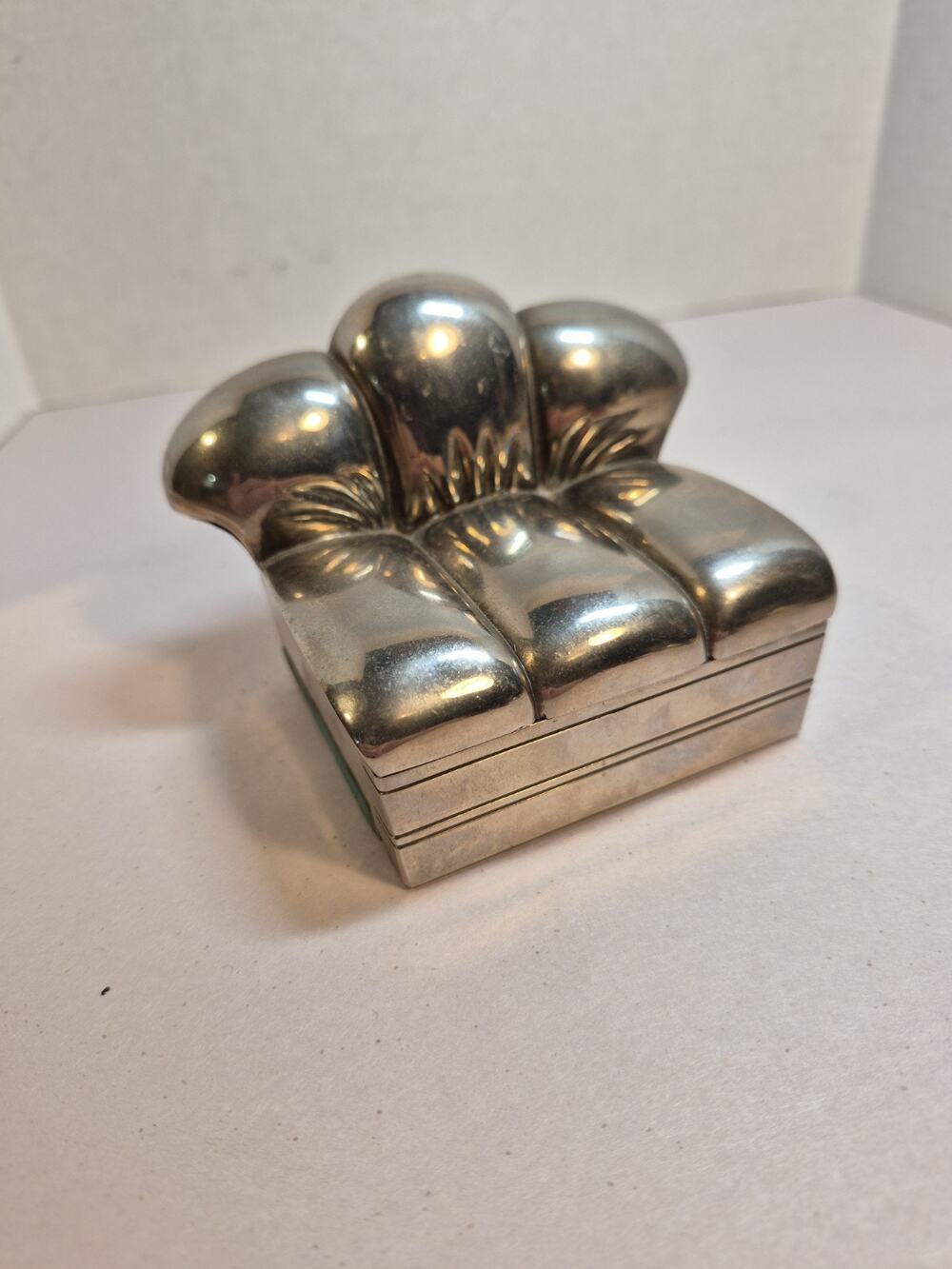 Vtg Godinger Trinket Box Silver Plated Jewelry Case Love Seat W/ Mirror 1991
